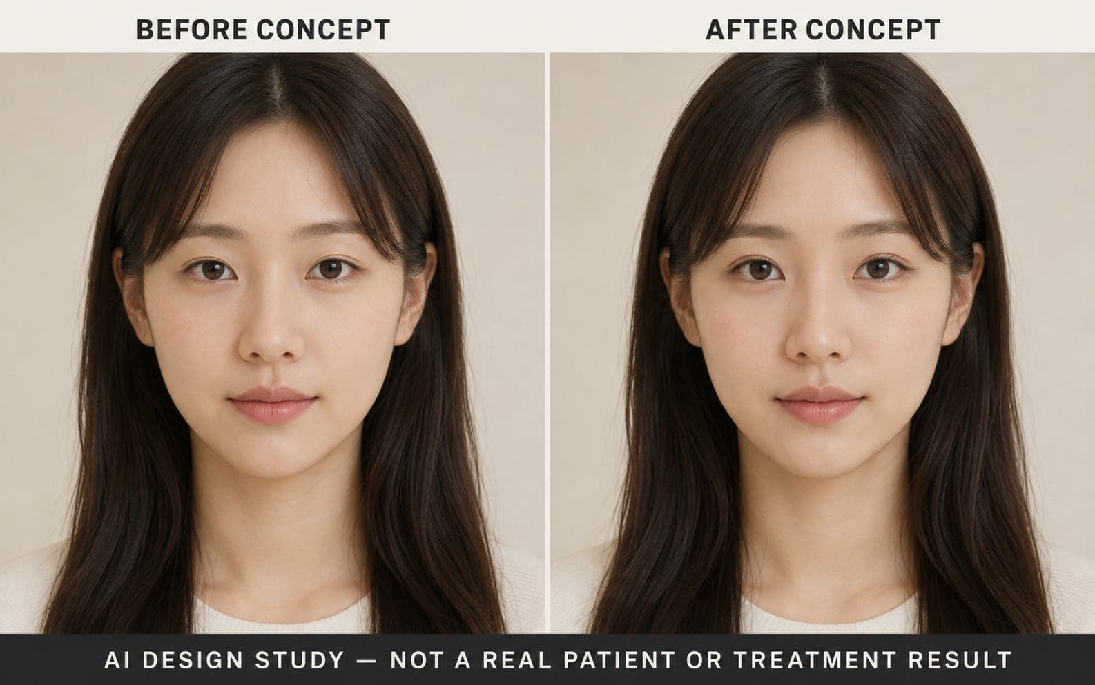 AI 가상 비교 이미지 B · 실제 환자 아님