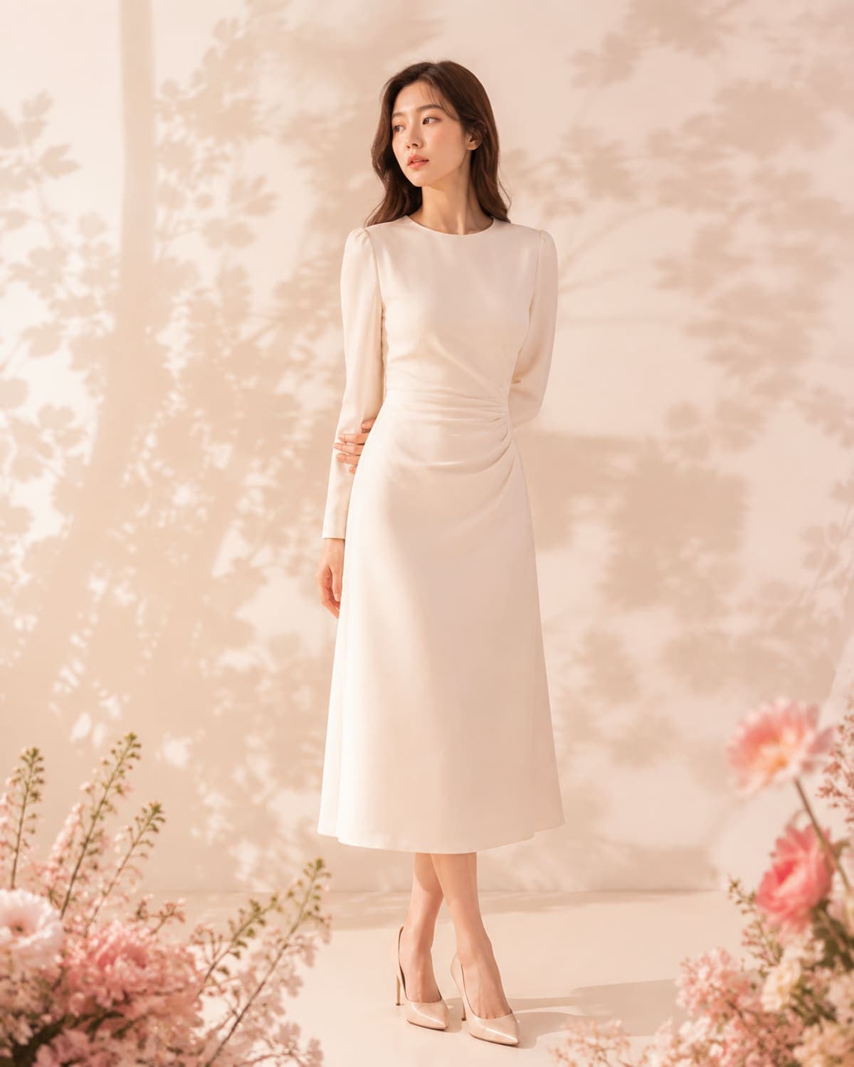 부드러운 자연광 아래 바디 라인을 절제된 구도로 표현한 이미지